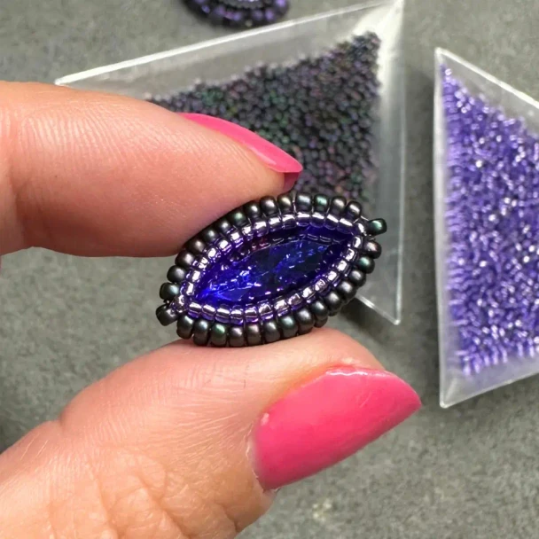 Easy DIY Square Stitch Beaded Bezel Navette Crystal