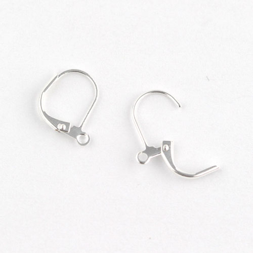 34-589-10 Sterling Silver Leverback Ear Wire, 10mm Round Bezel Cup