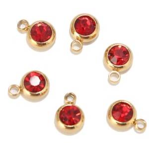 MINI CHARMS Crystal Birthstone Colors MIX 6.5mm Gold Plated (Pack of 12)