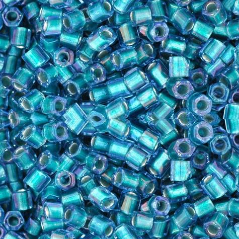Toho HEXAGON 8/0 Seed Beads RAINBOW CRYSTAL GREEN TEAL LINED