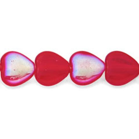 Heart Czech Glass Beads 10x10mm ROSALINE (Strand of 25)