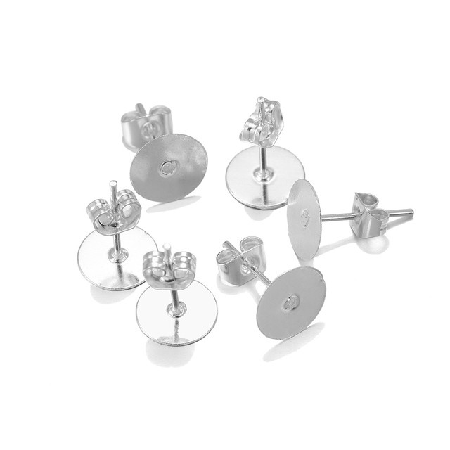 100pcs Hypoallergenic Stainless Steel Earrings Stud Pin Pad with Earring  Back