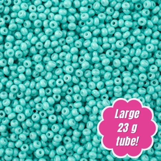 Czech Round Seed Beads, Glass - Opaque Green Turquoise, Choose Size