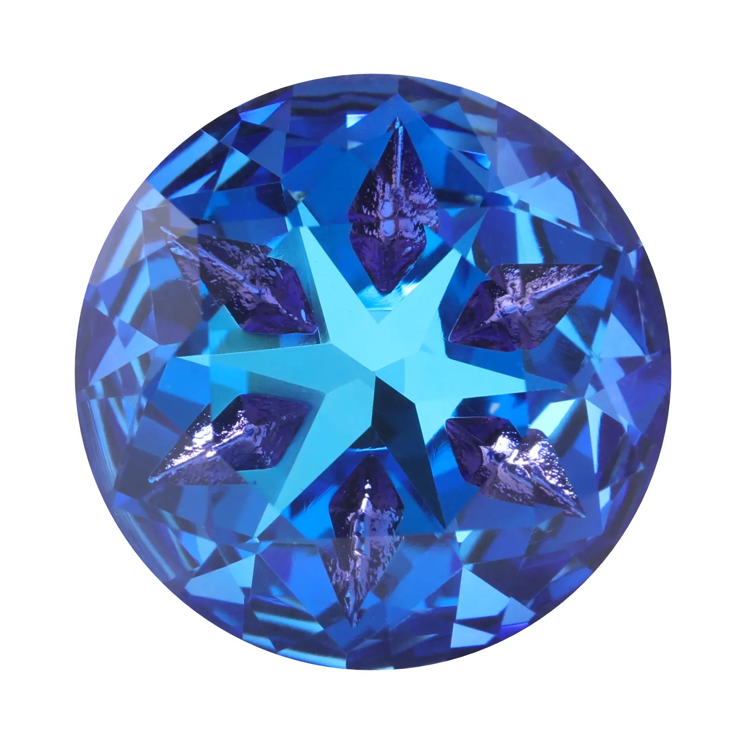 no.0400 ブルーダイヤモンドとspark crystal Krakovski Crystal Solar Round Stone 18mm BERMUDA BLUE