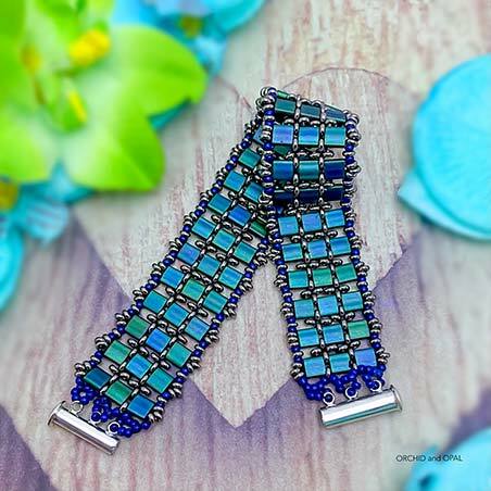 Beading Pattern - Backlit GemDuo Bracelet Tutorial | ORCHID and OPAL 