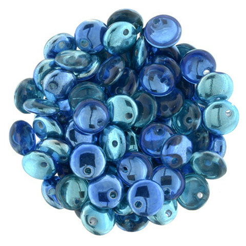 Dark Blue Czech Pressed Glass Bead Mix - Assorted Sizes, Shapes and Colors