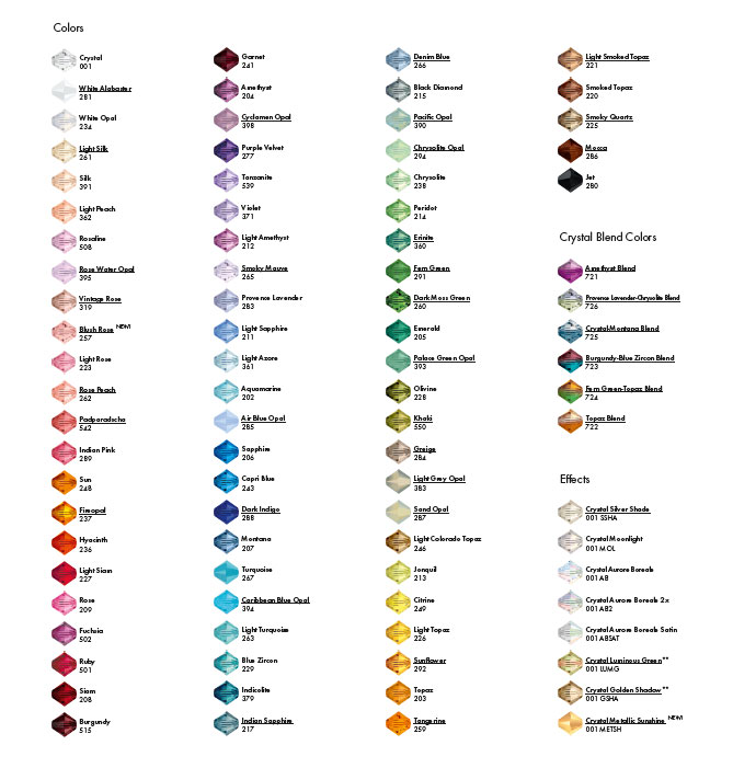 swarovski crystals chart