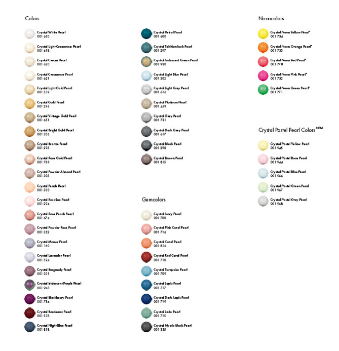 Swarovski Crystal Color Chart 2019