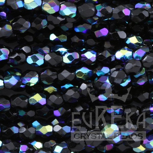 Czech Glass 6mm Round Druk Beads SATURATED METALLIC NEBULAS BLUE (Strand of  50)