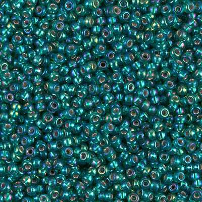 11-9357 Miyuki 110 Glass Round Seed Beads fushia lined yellow AB