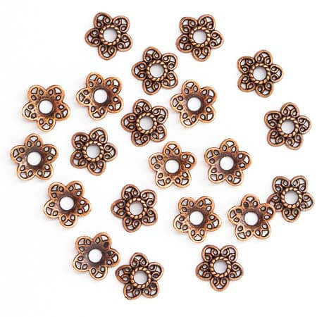 11.5mm Antiqued Copper Plated TIBETAN STYLE FILIGREE BEAD CAPS