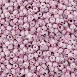 Toho CUBE Seed Beads 4mm MARBLED OPAQUE WHITE PINK