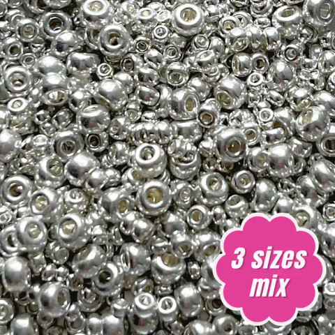 Miyuki Japanese Seed Beads Size Mix GALVANIZED SILVER