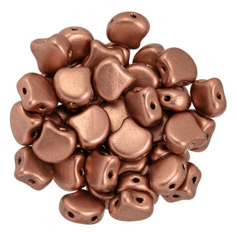 Ginkgo Beads 2-Hole Czech Glass Leaf Beads Matte - Metallic Bronze