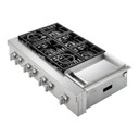 KitchenAid® 48'' 6-Burner Commercial-Style Gas Rangetop with Griddle KCGC558JSS