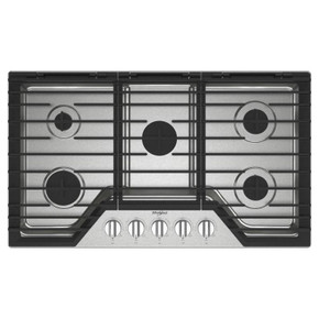 Whirlpool® 36-inch Gas Cooktop with EZ-2-Lift™ Hinged Cast-Iron Grates WCGK5036PS