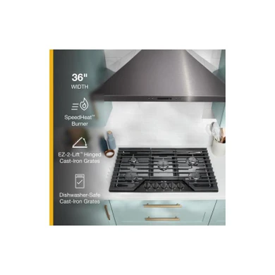 Whirlpool® 36-inch Gas Cooktop with EZ-2-Lift™ Hinged Cast-Iron Grates WCGK5036PB