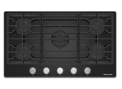 Kitchenaid® 36 Gas-on-Glass Cooktop KCGG536PBL