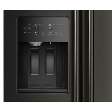 Kitchenaid® 20.8 Cu. Ft. Counter-Depth Side-by-Side Refrigerator with Exterior Ice and Water Dispenser in Black Ore KRSC536RBE