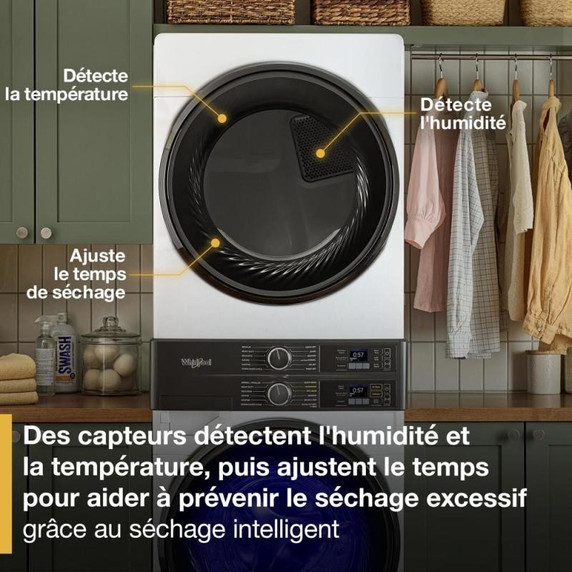 Whirlpool® Smart ENERGY STAR® Front Load Laundry Tower 5.2 cu. ft. Washer & 7.4 cu. ft. Electric Dryer with UV Clean Technology and FreshFlow™ Vent System YWEF5727TW