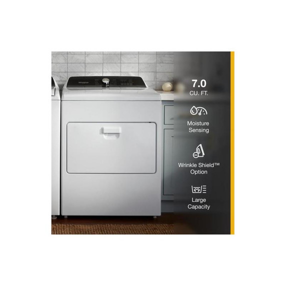 Whirlpool® 7.0 Cu. Ft. Top Load Gas Moisture Sensing Dryer WGD5010LW