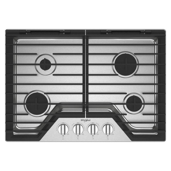 Whirlpool® 30-inch Gas Cooktop with EZ-2-Lift™ Hinged Cast-Iron Grates WCGK5030PS Whirlpool® 30-inch Gas Cooktop with EZ-2-Lift™ Hinged Cast-Iron Grates WCGK5030PS