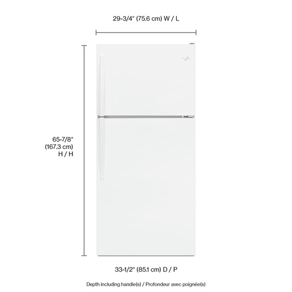 Whirlpool® 30 Wide Top-Freezer Refrigerator WRT148FZDW