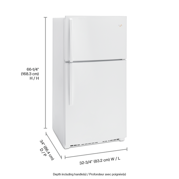 Whirlpool® 33-inch Wide Top Freezer Refrigerator - 21 cu. ft. WRT541SZDW