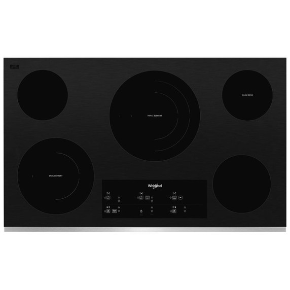 Whirlpool® 36-inch Electric Ceramic Glass Cooktop with Triple Radiant Element WCE97US6KS Whirlpool® 36-inch Electric Ceramic Glass Cooktop with Triple Radiant Element WCE97US6KS