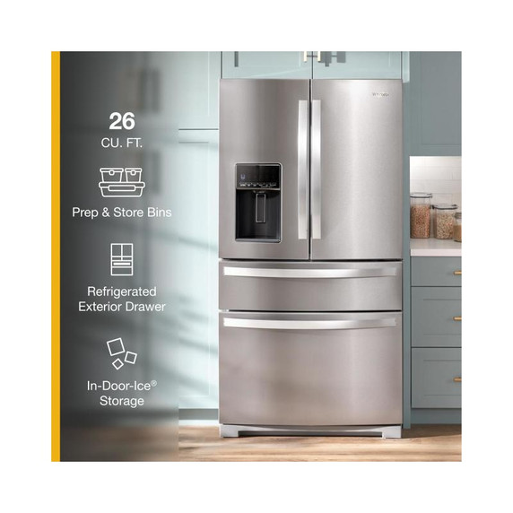 Whirlpool® 36-inch Wide 4 Door Refrigerator with Prep and Store Bins - 26 Cu. Ft. WRMF7736PZ