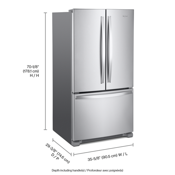 Whirlpool® 36-inch Wide Counter Depth French Door Refrigerator - 20 cu. ft. WRF540CWHZ