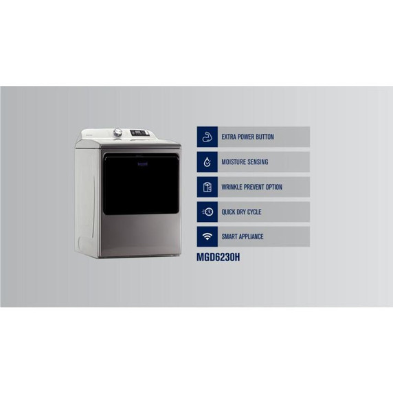 Maytag® Smart Top Load Gas Dryer with Extra Power Button - 7.4 cu. ft. MGD6230HC Maytag® Smart Top Load Gas Dryer with Extra Power Button - 7.4 cu. ft. MGD6230HC
