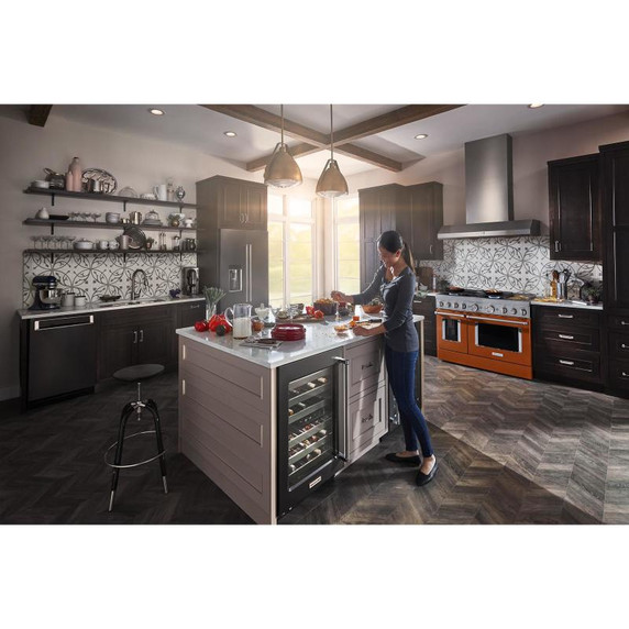 Kitchenaid® 23.8 cu. ft. 36" Counter-Depth French Door Platinum Interior Refrigerator with PrintShield™ Finish KRFC704FBS