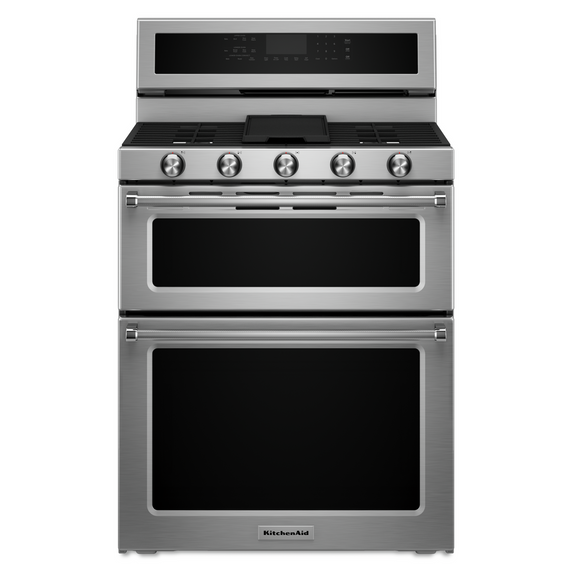 Kitchenaid® 30-Inch 5 Burner Dual Fuel Double Oven Convection Range KFDD500ESS