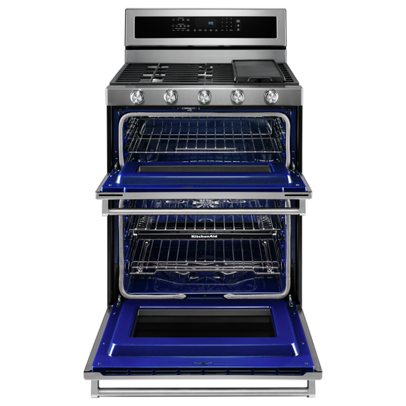 Kitchenaid® 30-Inch 5 Burner Dual Fuel Double Oven Convection Range KFDD500ESS