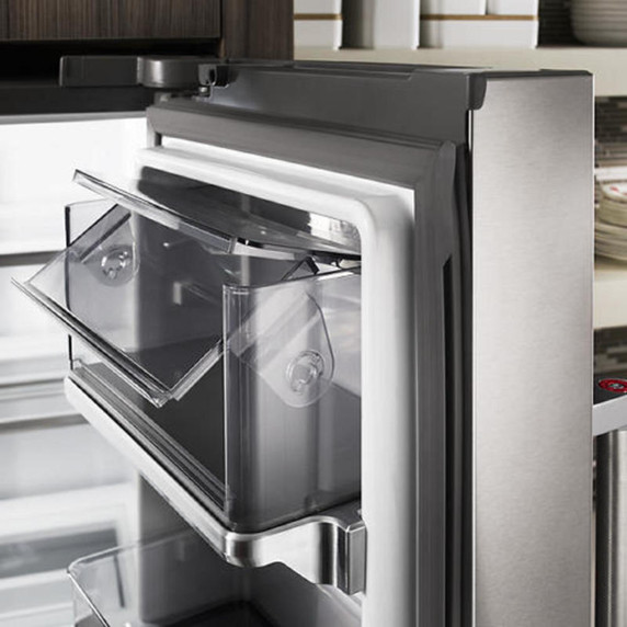 Kitchenaid® 23.8 cu. ft. 36" Counter-Depth French Door Platinum Interior Refrigerator with PrintShield™ Finish KRFC704FPS