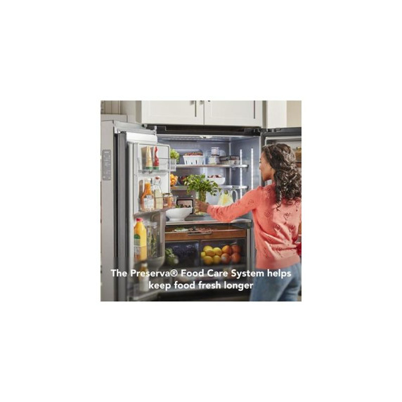 Kitchenaid® 23.8 cu. ft. 36" Counter-Depth French Door Platinum Interior Refrigerator with PrintShield™ Finish KRFC704FPS