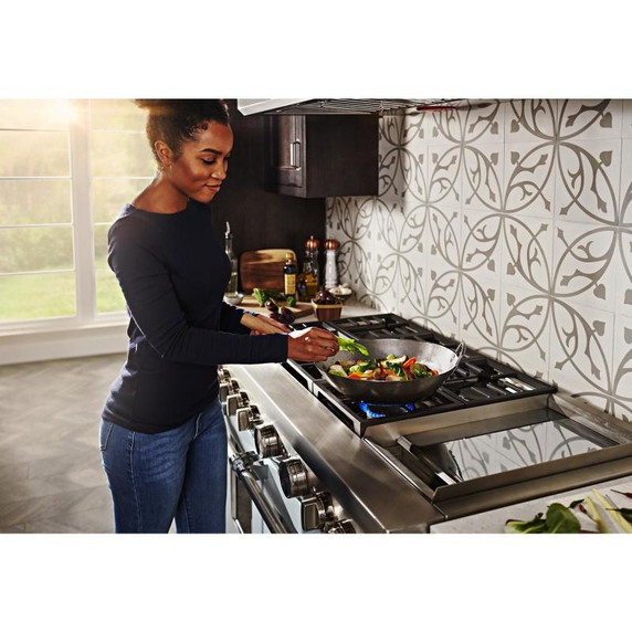 KitchenAid® 48'' Smart Commercial-Style Dual Fuel Range with Griddle KFDC558JMB
