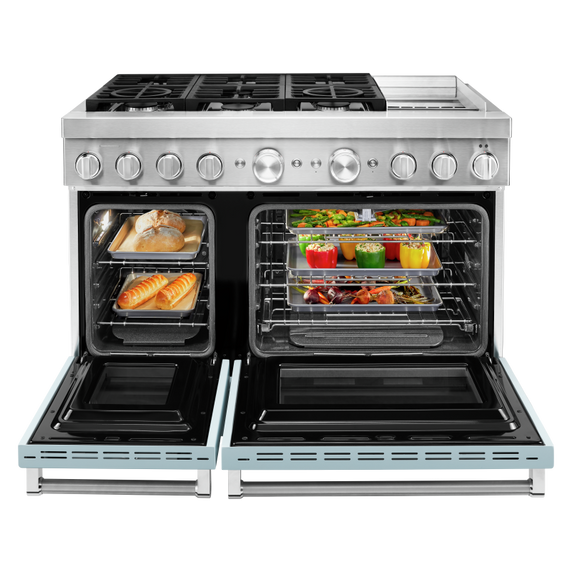 KitchenAid® 48'' Smart Commercial-Style Dual Fuel Range with Griddle KFDC558JMB