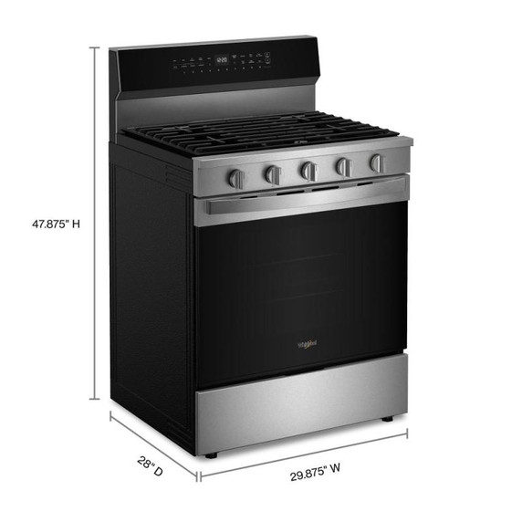 Whirlpool® 30-inch Smart Gas Range with Air Cooking Technology, Steam/Self Cleaning, Rapid Preheat 5.3 CuFt Capacity WFGS7530RZ