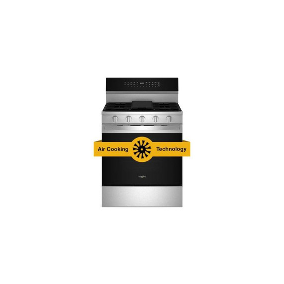 Whirlpool® 30-inch Smart Gas Range with True Convection, Steam/Self Cleaning, Rapid Preheat 5.3 CuFt Capacity WFGS7530RZ