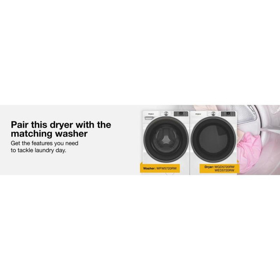 Whirlpool® 7.4 cu. ft. Smart Front Load ENERGY STAR® Certified Gas Dryer with Wrinkle Shield™ Option WGD5720RW