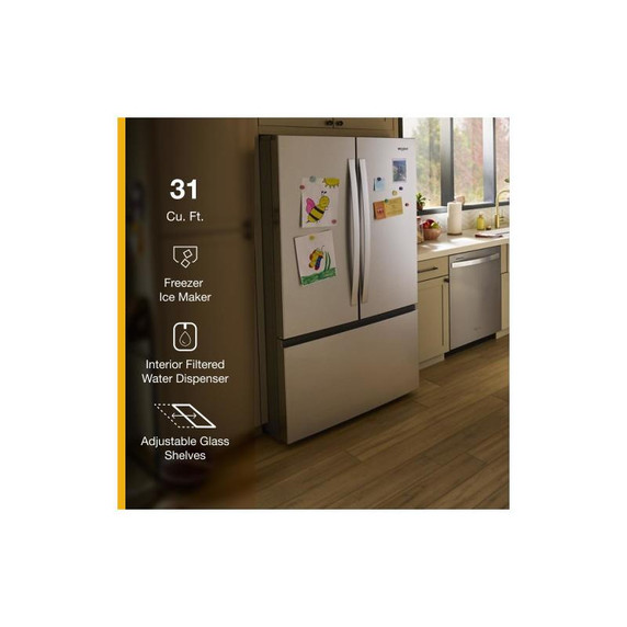 Whirlpool® 36-Inch French Door Refrigerator with Interior Water Dispenser - 31 cu. ft. WRFF3336SZ Whirlpool® 36-Inch French Door Refrigerator with Interior Water Dispenser - 31 cu. ft. WRFF3336SZ