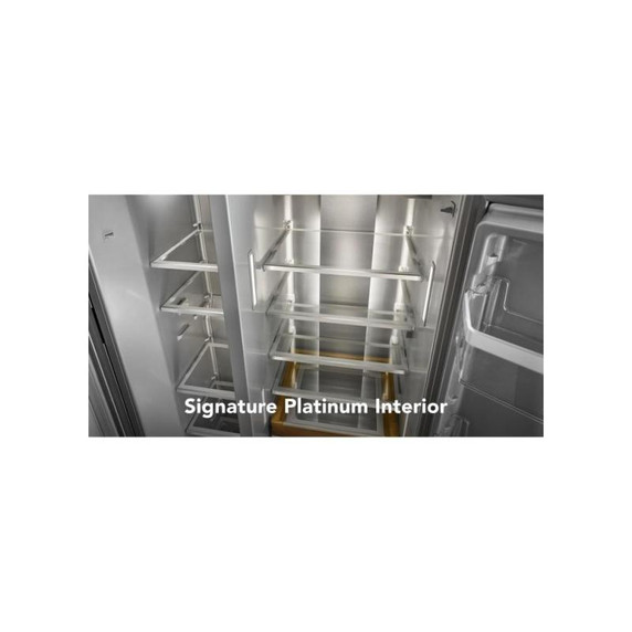 Kitchenaid® 20.8 Cu. Ft. Counter-Depth Side-by-Side Refrigerator with Exterior Ice and Water Dispenser in PrintShield™ Finish KRSC536RPS