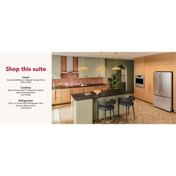 Kitchenaid® 36" Temp Cook™ Induction Cooktop with 5 Cooking Zones KCIT736SBL