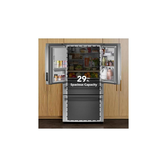 Kitchenaid® 29 cu. ft. French Door Refrigerator with Exterior Water and Ice and FreshChill™ Full-Width Refrigerated Drawer KRMF436SPS