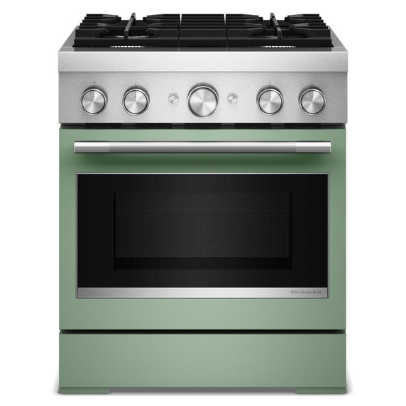 Kitchenaid® 30-Inch 4 Burner Commercial-Style Dual Fuel Range with No Preheat Air Fry Mode KFDS930SDC