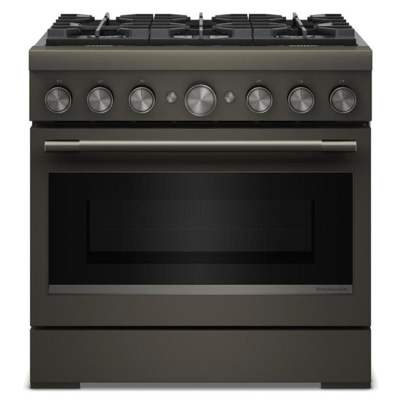 KitchenAid® 36-Inch 6 Burner Commercial-Style Dual Fuel Range with No Preheat Air Fry Mode KFDS936SBE