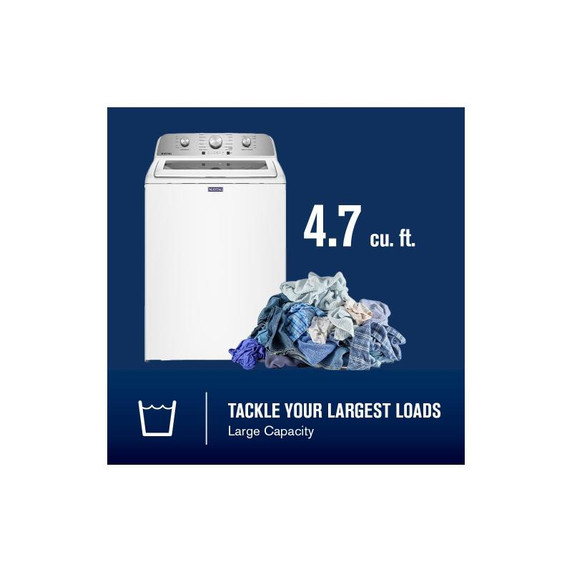 This 5.4 cu. tt. IEC capacity top load washer from Maytag delivers the stain-fighting power that’s built to handle tough loads. MTW5205TW