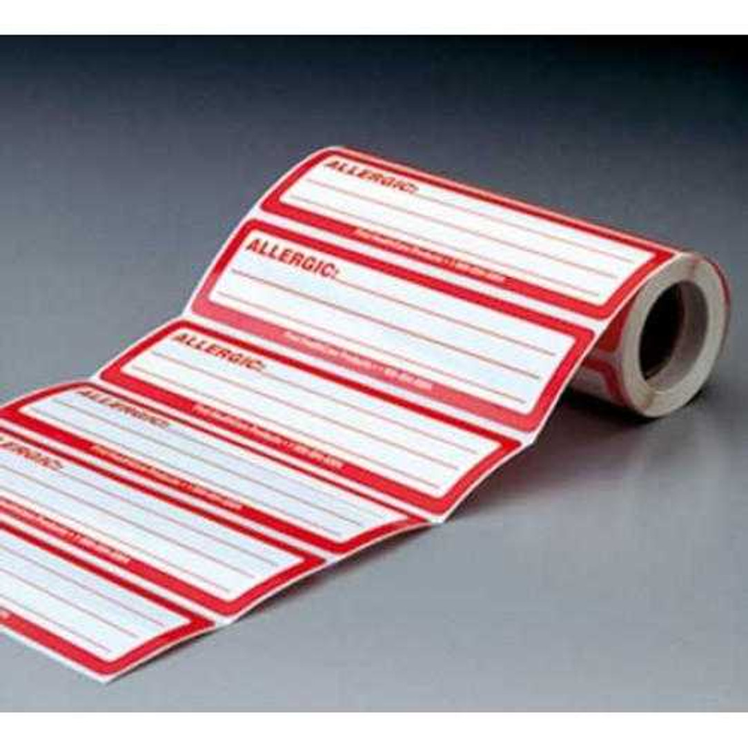 Allergic Label 200/Roll White with Red Border Traditional Charting 5103 First Products